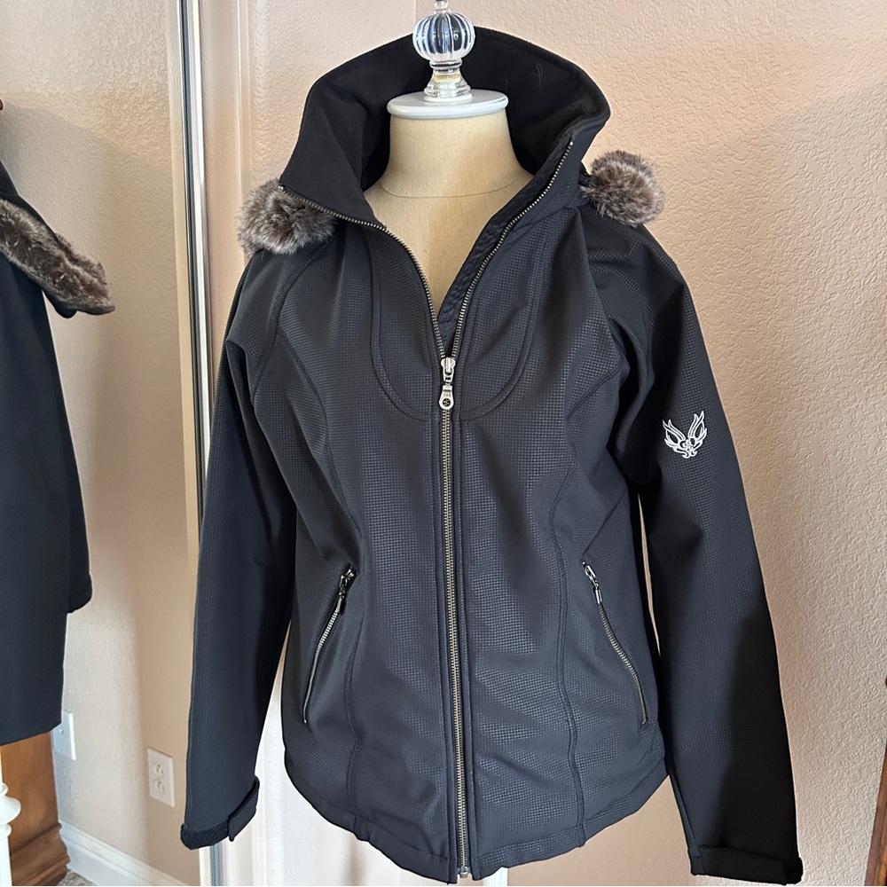 Women’s Size Ski ⛷️ Snowboarding 🏂Jacket Black Faux Fur by Five Fifty Five